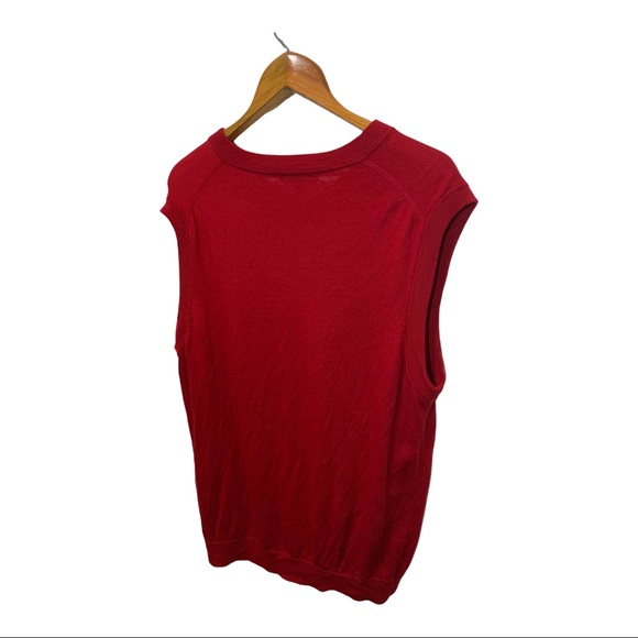 HART SCHAFFNER MARX 100% EXTRA FINE WOOL  RED RIBBED V-NECK SWEATER VEST - Picture 7 of 15